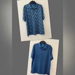 (2) Pro Tour‎ Air Play Men's Golf Polo S/S Shirt Coastal Beach Blues L large EUC